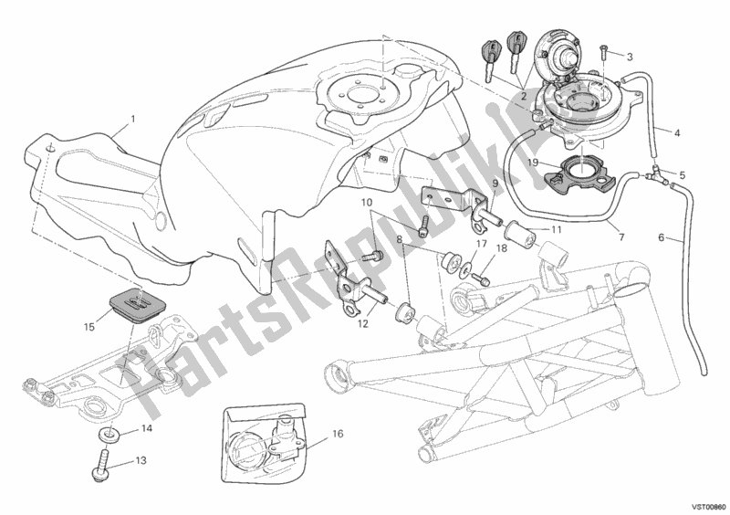 Alle onderdelen voor de Benzinetank van de Ducati Monster 659 ABS Australia 2013